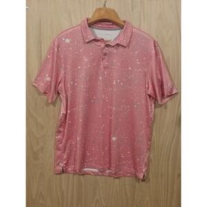 Ephemoca Polo Shirt Mens L Pink Performance Golf Paint Splatter Short Sleeve
